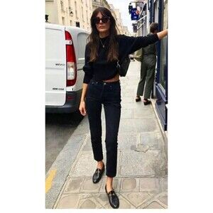 Re/Done Originals 90’s High Rise Ankle Crop Jeans Jet Blue Black Size 24